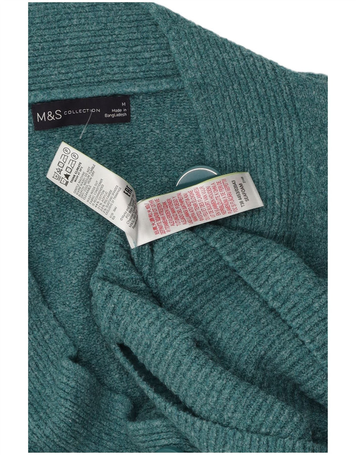 Marks & Spencer Womens Cardigan Sweater UK 14 Medium Turquoise Cotton