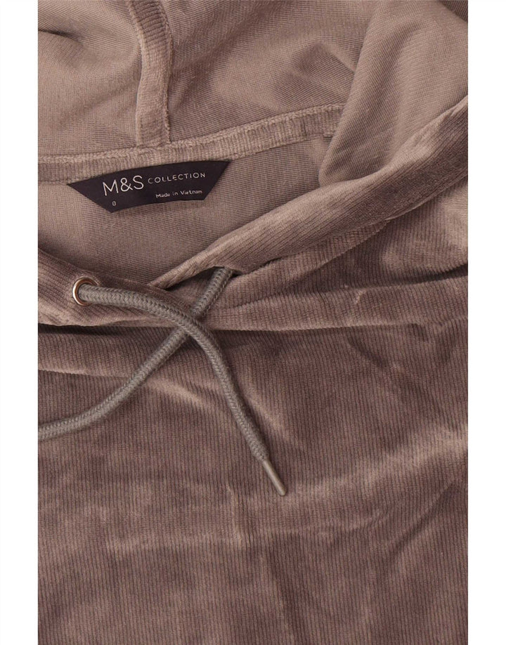 Marks & Spencer Dame Velour Oversized Hoodie Jumper UK 8 Small Grey