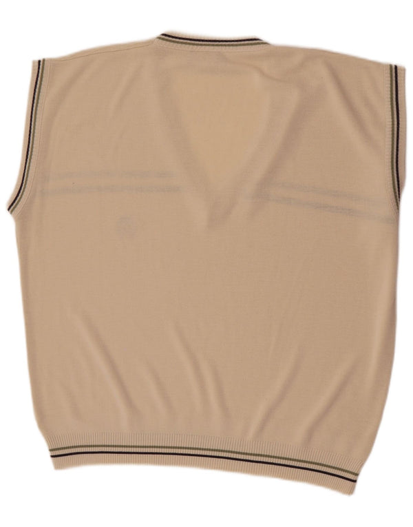 Claude De Pierre Mens Vest Tank Top EU 50/52 Large Beige Striped Acrylic