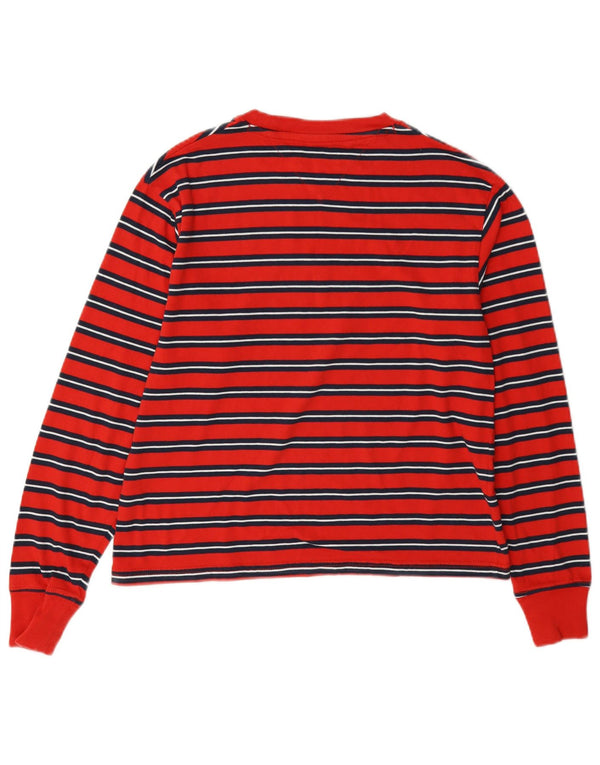 Tommy Hilfiger Womens Graphic Top Langarm UK 6 XS Rot gestreift