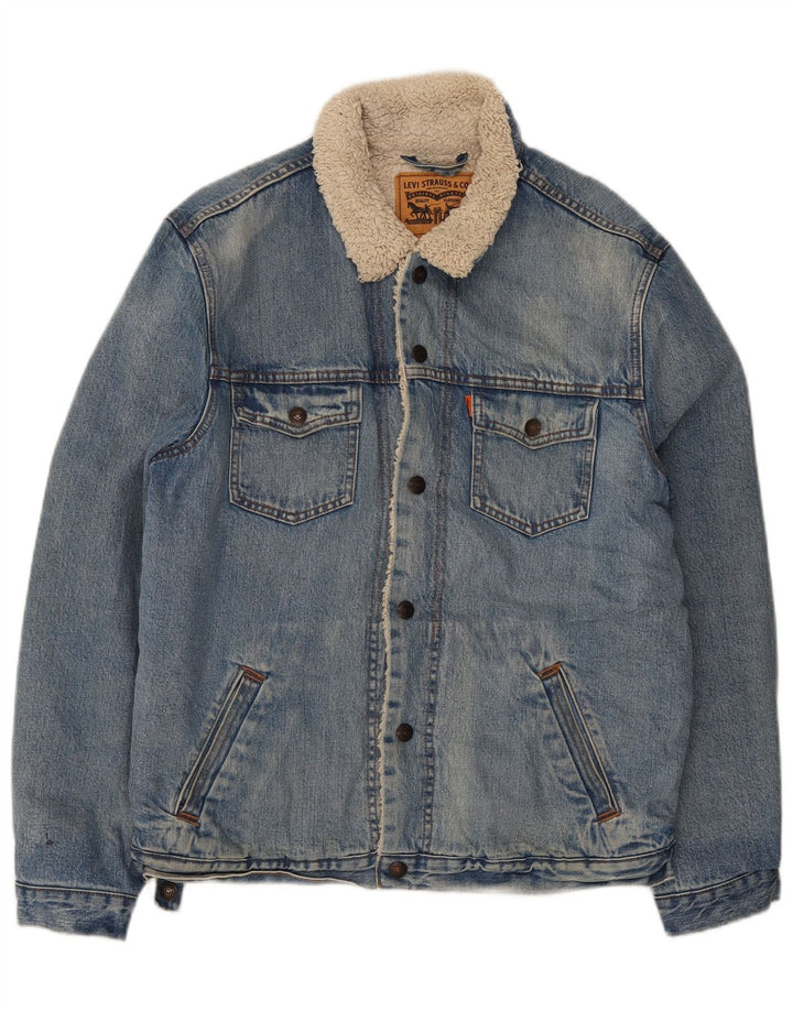 Levi's Mens Sherpa Denim Jacket UK 40 Large Blue Cotton