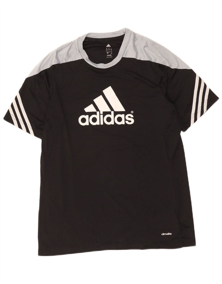 Adidas Mens Climalite Graphic T-Shirt Top Large Black Colourblock Polyester
