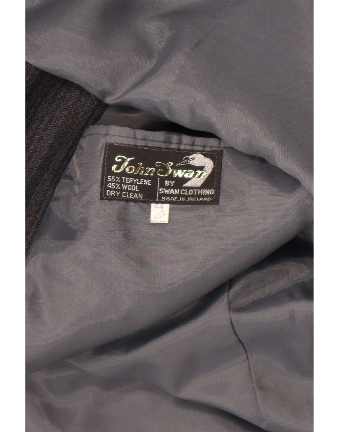 Vintage Herren 2-Knopf-Blazerjacke UK 44 2XL Grau gestreiftes Terylen