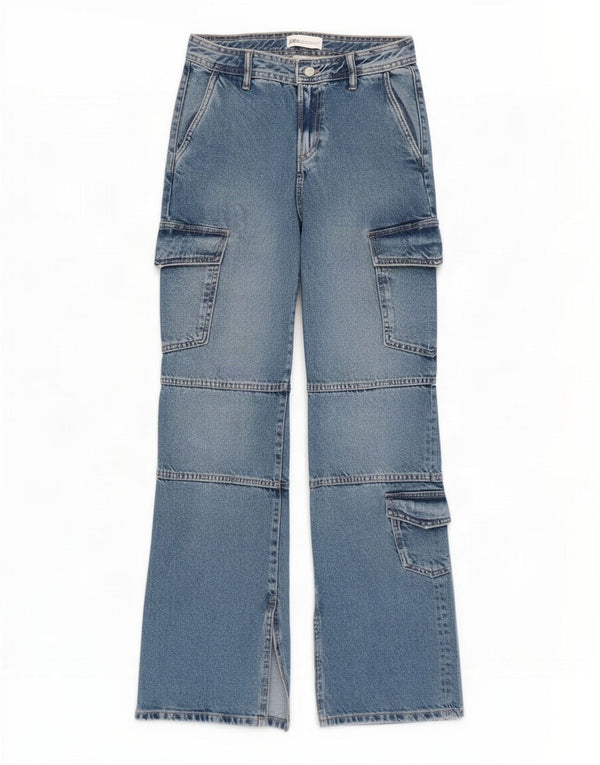Женские прямые джинсы карго Zara EU 34 2XS W28 L31 синие