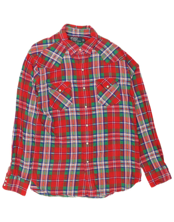 Polo Ralph Lauren Camicia in flanella da uomo in cotone a quadri rossi grandi