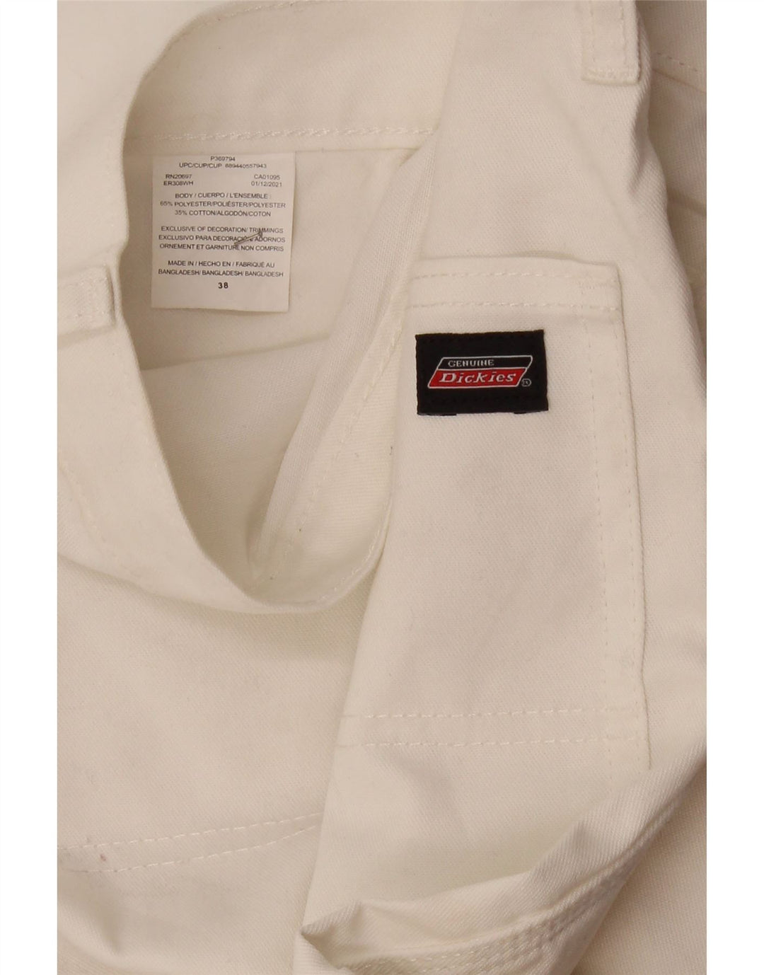 DICKIES Mens Casual Shorts W38 XL White Polyester Vintage Dickies and Second-Hand Dickies from Messina Hembry 