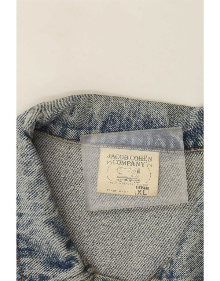 Jacob Cohen Mens Distressed Denim Jacket UK 42 XL Blue Cotton