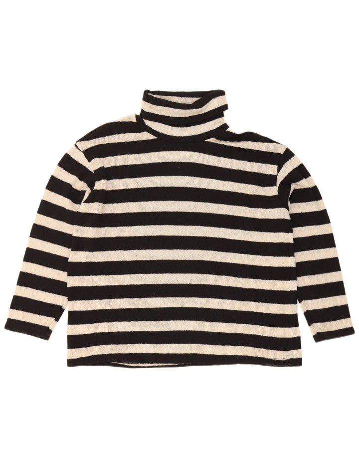 Zara Damen-Pullover mit Rollkragen, übergroß, Gr. 10, Größe S, Schwarz, gestreift