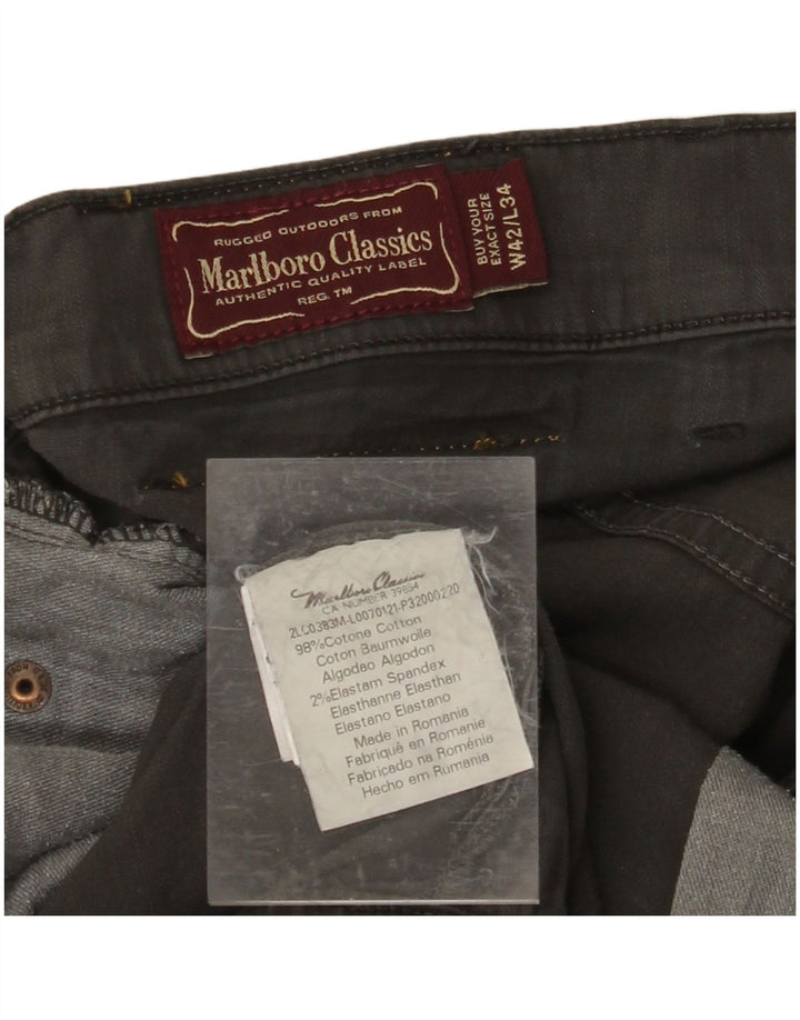 MARLBORO CLASSICS Calça masculina reta casual W42 L34 algodão cinza