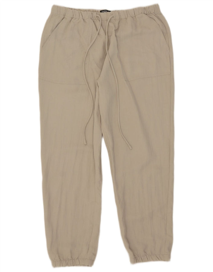 Zara Womens Joggers Cropped Trousers Medium W28 L25 Beige Polyester