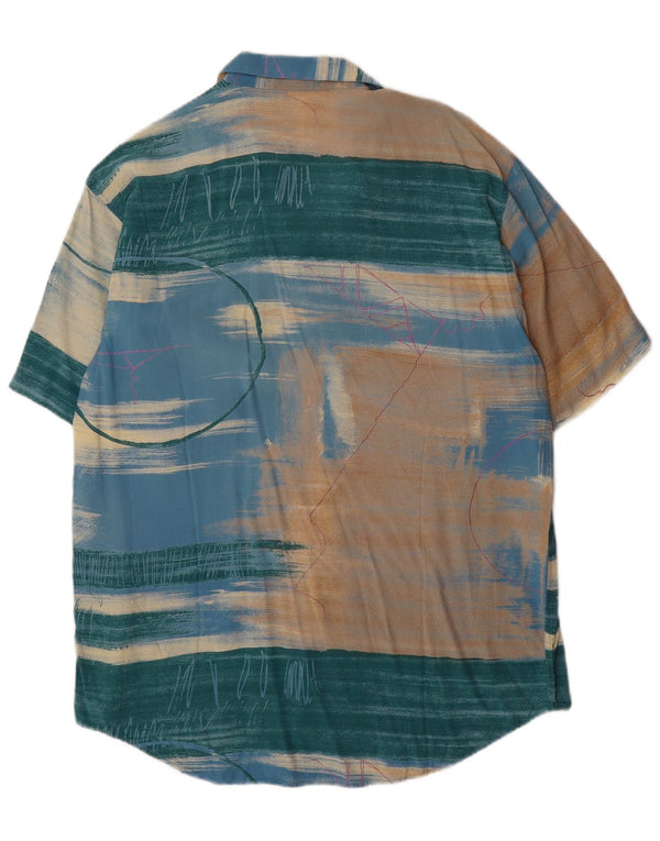 Vintage Mens Abstract Pattern Short Sleeve Shirt Medium Multicoloured