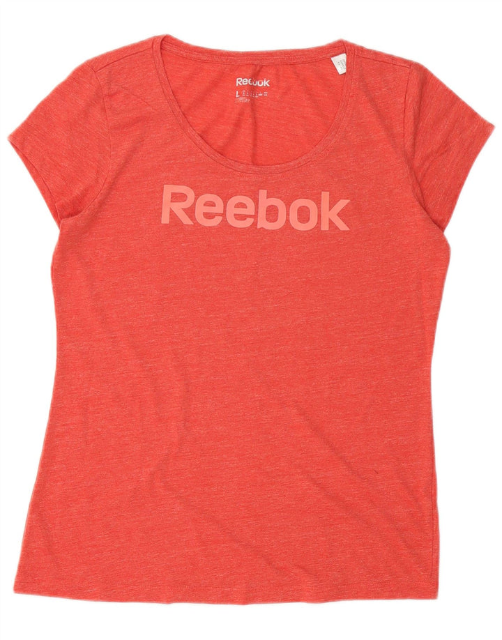 Reebok Dame Grafisk T-Shirt Top UK 14 Stor Rød