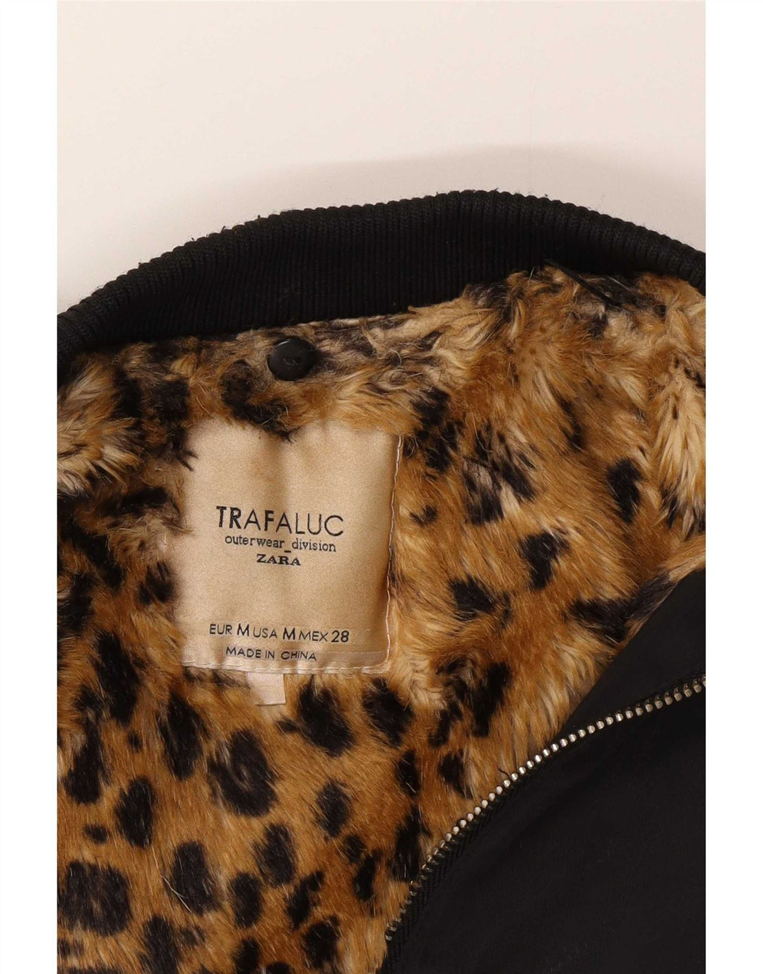 Zara Γυναικείο Sherpa Bomber Jacket UK 14 Medium Black Polyester