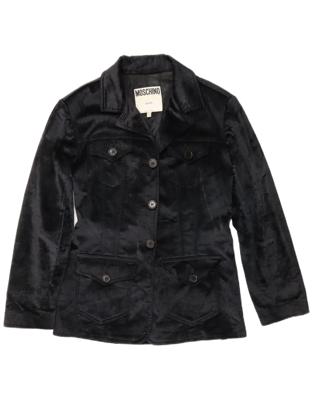 Moschino Veste Blazer En Velours Femme UK 12 Noir Moyen