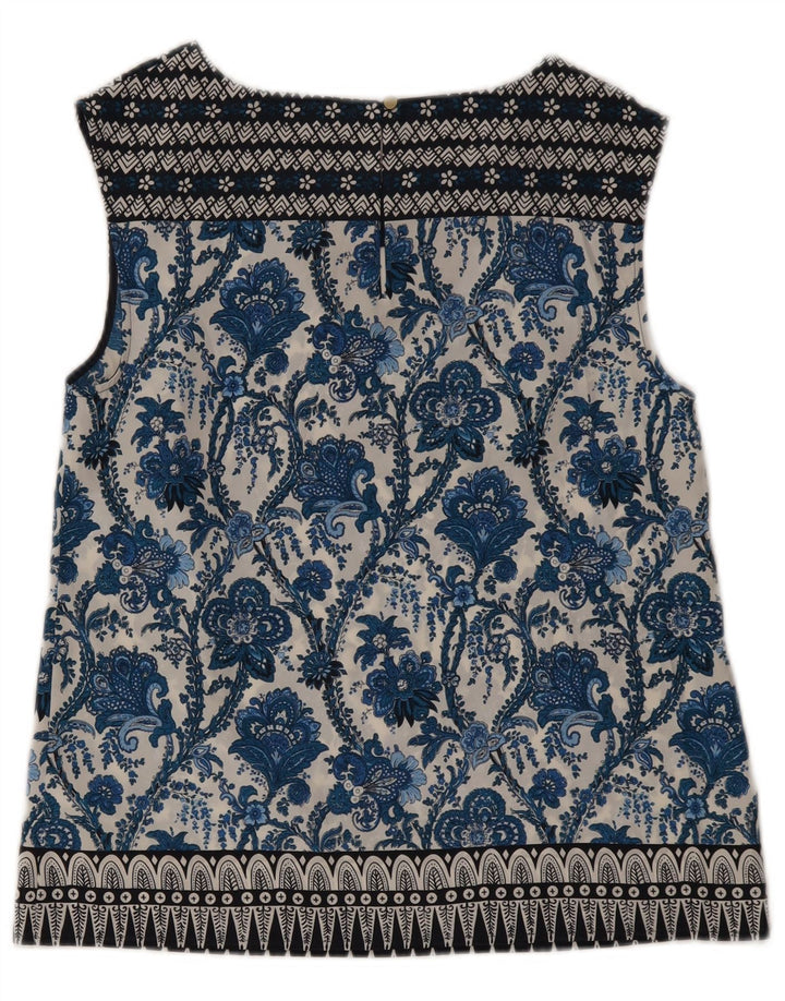 Oasis Dame ærmeløs bluse Top UK 12 Medium Blue Floral Polyester
