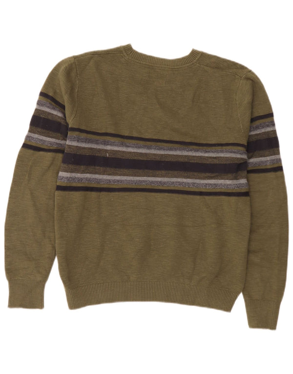 Jack & Jones Herre Boat Neck Jumper Sweater Medium Khaki stribet bomuld