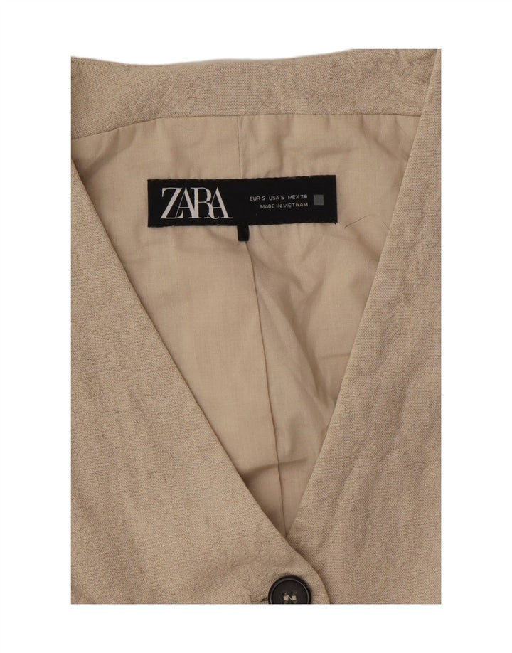 Zara Womens Waistcoat UK 10 Small Beige