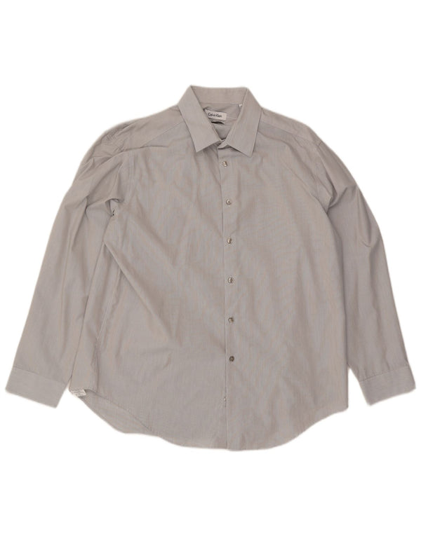 Cămașă pentru bărbați Calvin Klein Slim Fit Mărimea 17 XL Gri Pinstripe