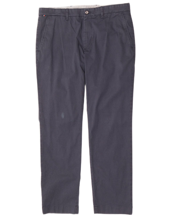 Tommy Hilfiger Calça Chino Masculina Reta W34 L30 Azul Marinho Geométrica