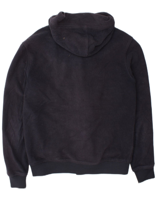 Zara Chaqueta de forro polar con capucha para mujer UK 44 Mediana Azul marino Poliéster
