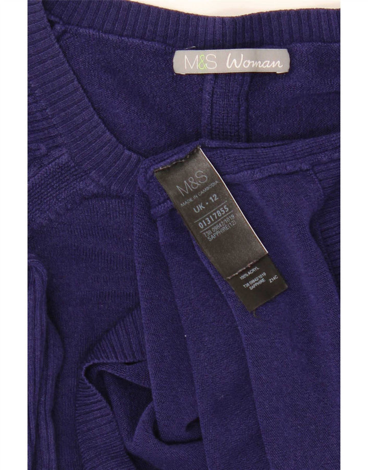 Marks & Spencer Womens Boat Neck Jumper Sweater UK 12 Medium Navy Blue