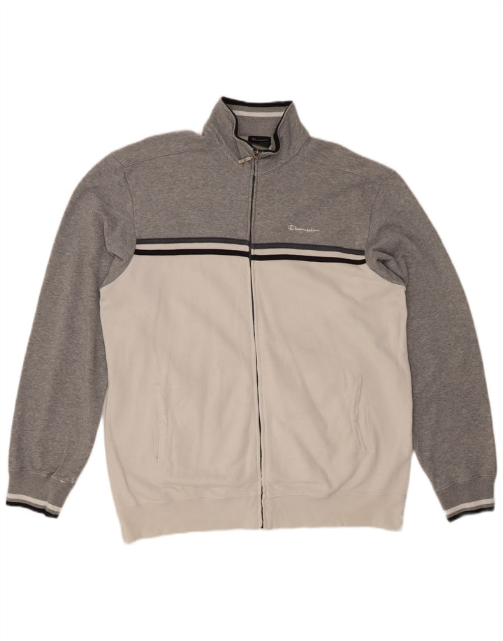 CHAMPION Mens Tracksuit Top Jacket 2XL White Colourblock Cotton
