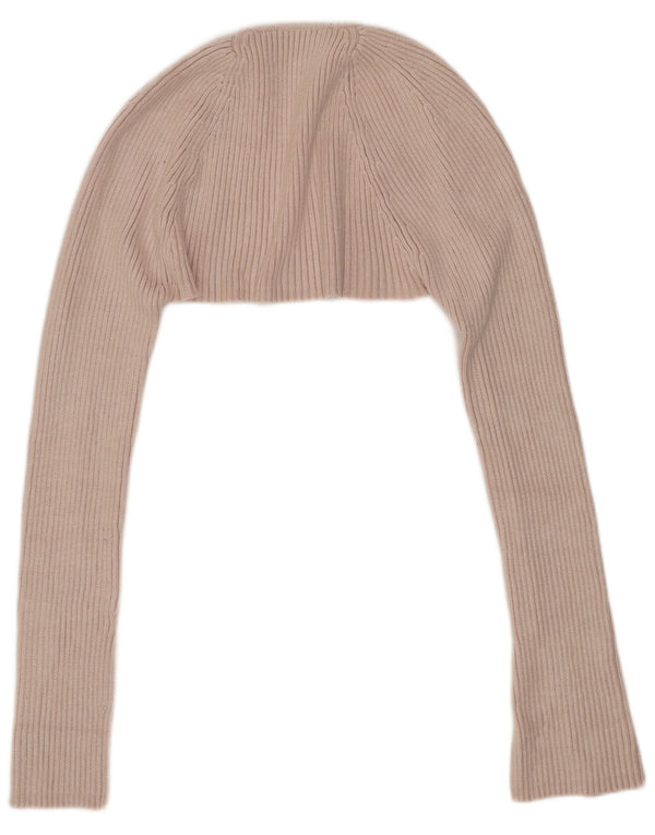 Zara Womens Arm Warmer Knit Bolero Jumper UK 10 Petite Viscose Rose