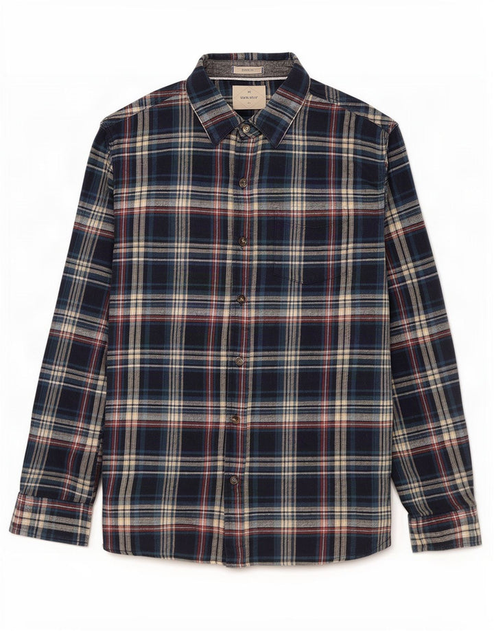 White Stuff Mens Flannel Shirt Medium Blue Check Cotton