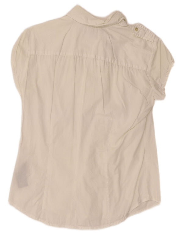 Tommy Hilfiger Womens Military Short Sleeve Shirt UK 6 XS White Cotton