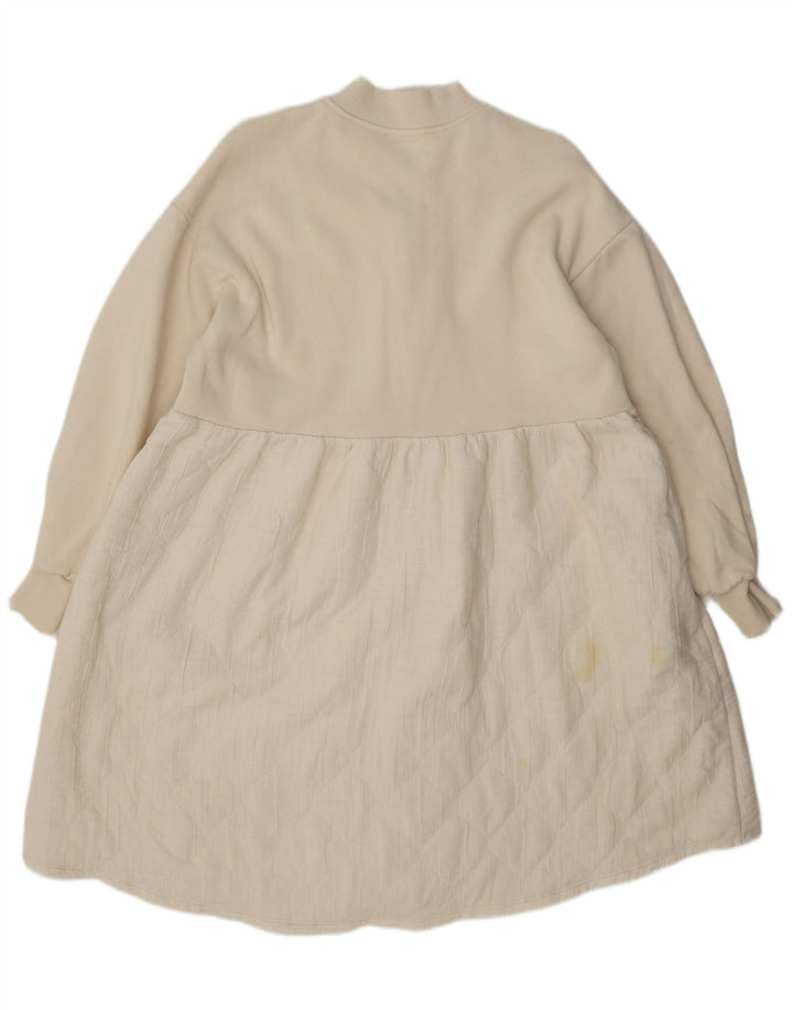 Zara Womens Full Zip Dress UK 14 Medium Off White Cotton