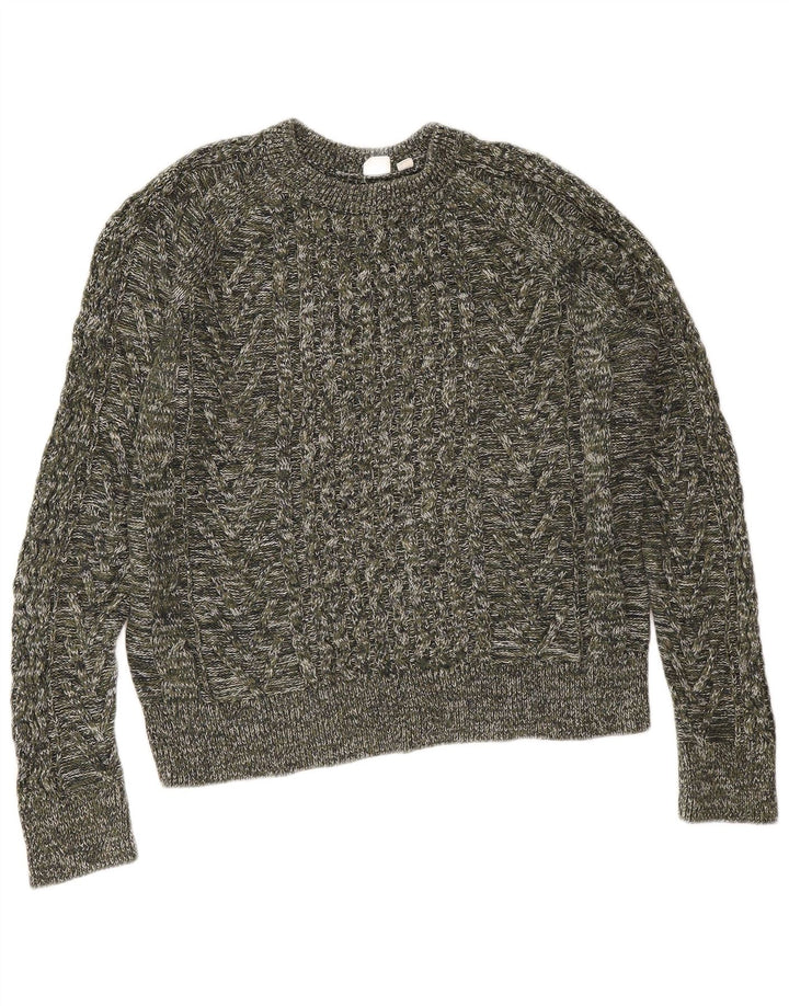 Gap Womens Oversized Crew Neck Jumper Sweater UK 16 Large Grey Flecked