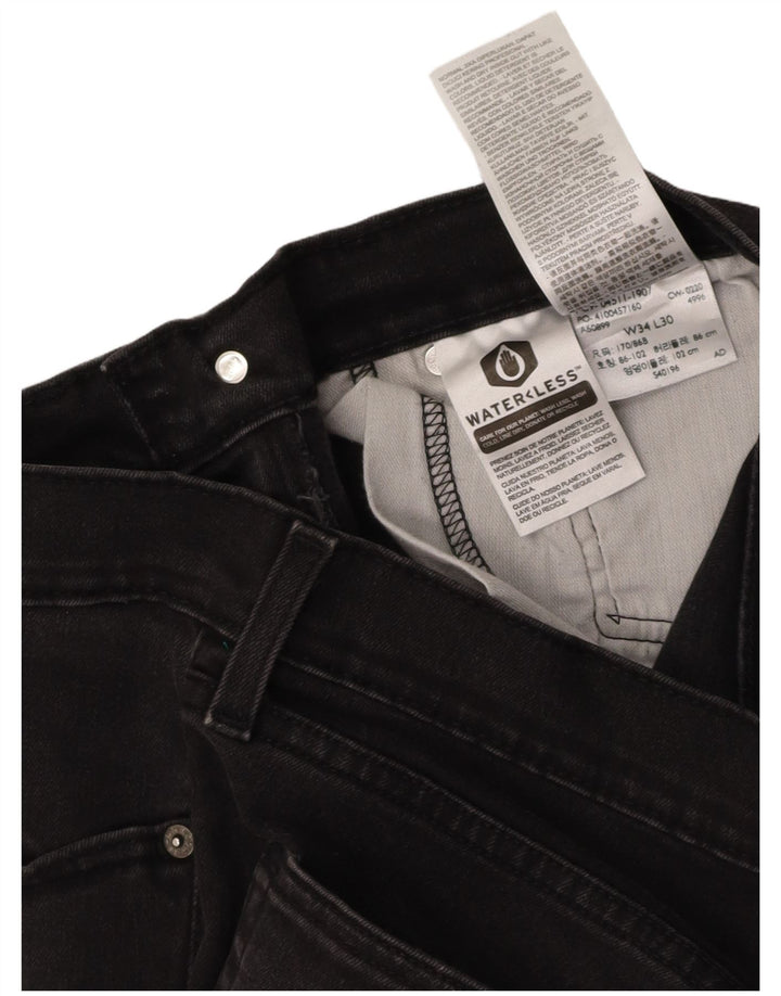 LEVI'S Womens 511 Slim Jeans W34 L30 Black Cotton