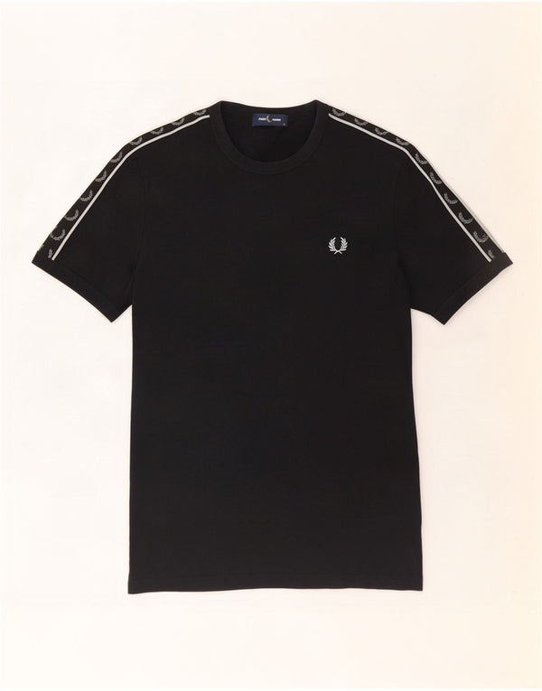 Fred Perry Herre grafisk T-shirt Top Medium Sort Bomuld