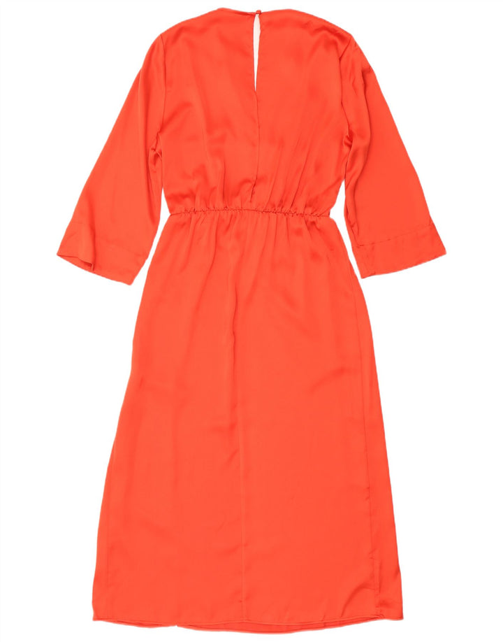 ZARA Womens 3/4 Sleeve Maxi Dress UK 16 Large Orange Polyester