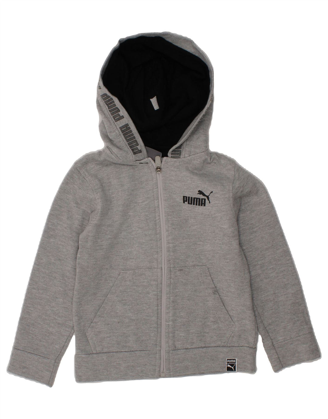 PUMA Boys Graphic Zip Hoodie Sweater 3-4 Years Grey Cotton Vintage Puma and Second-Hand Puma from Messina Hembry 