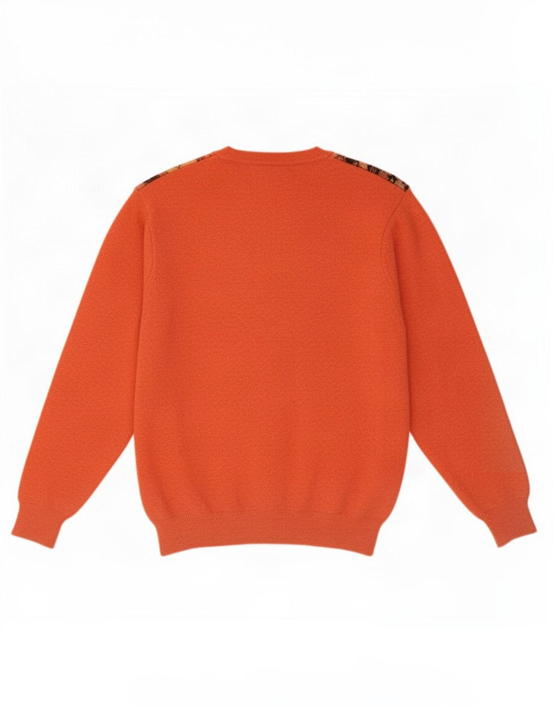 Vintage Mens V-Neck Jumper Sweater Large Orange Argyle/Diamond Wool
