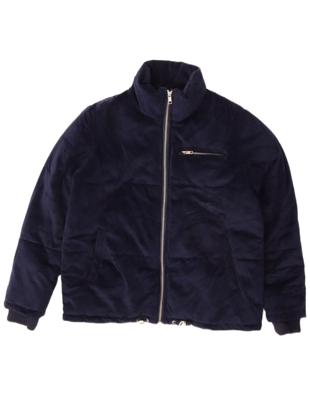 Marks & Spencer Womens Oversized Velour Padded Jacket UK 10 Small Navy Blue