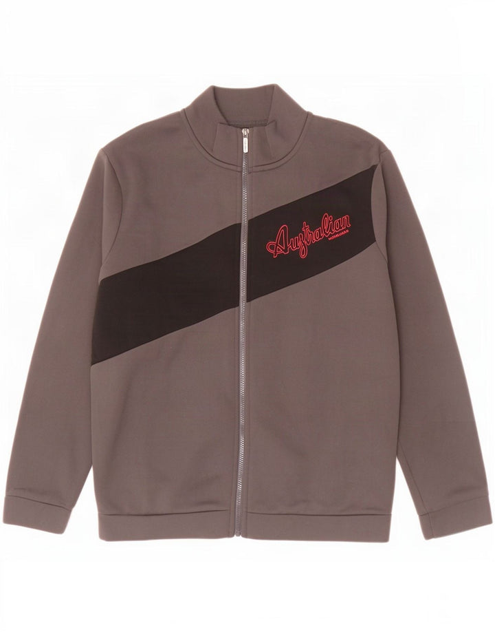 AUSTRALIAN L'ALPINA Herren-Trainingsanzugoberteil, große graue Farbblockjacke