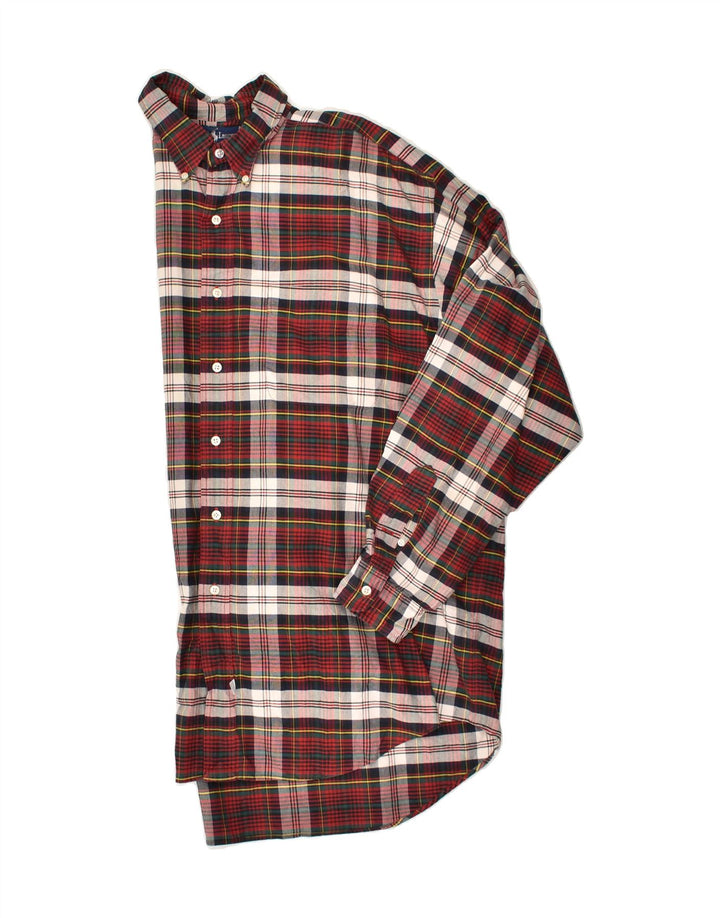 RALPH LAUREN Mens Shirt Large Red Check Cotton