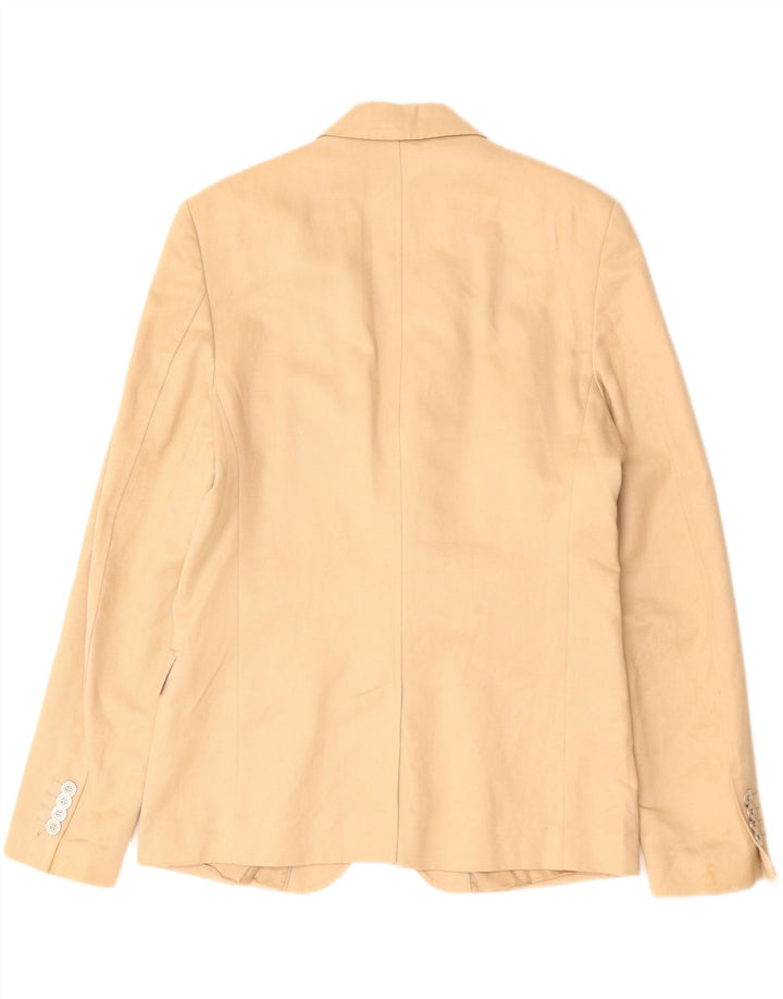 Zara Mens 2 Button Blazer Jacket EU 50 Medium Beige Cotton