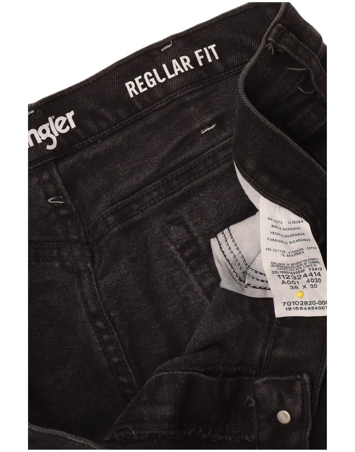 Wrangler Mens Regular Fit Straight Jeans W38 L30 Black Cotton