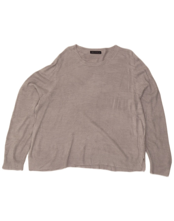 Marks & Spencer Womens Boat Neck Jumper Sweater UK 24 4XL Grey Acrylic