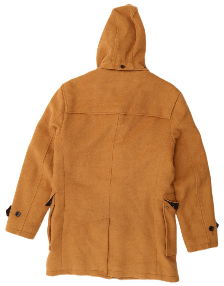 Zara Mens Hooded Duffle Coat UK 40 Large Brown Polyester