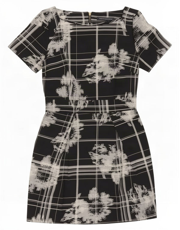 French Connection Damen Etuikleid UK 6 XS Schwarz geblümte Baumwolle