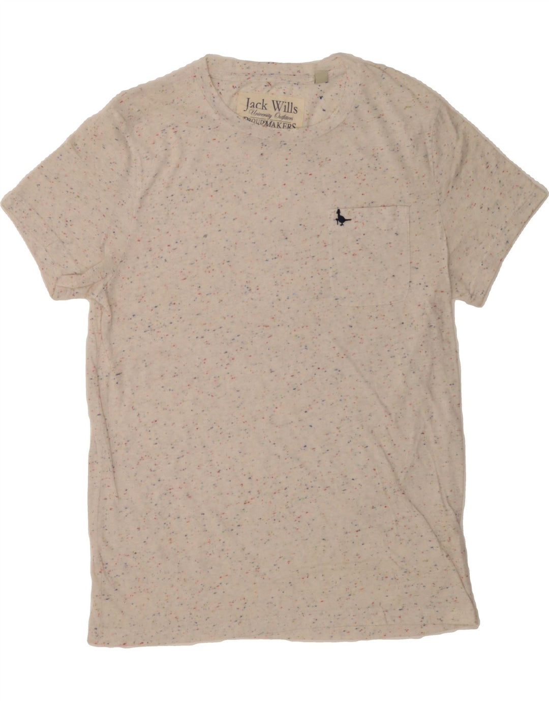 JACK WILLS Mens T-Shirt Top Medium Off White Flecked Cotton Vintage Jack Wills and Second-Hand Jack Wills from Messina Hembry 
