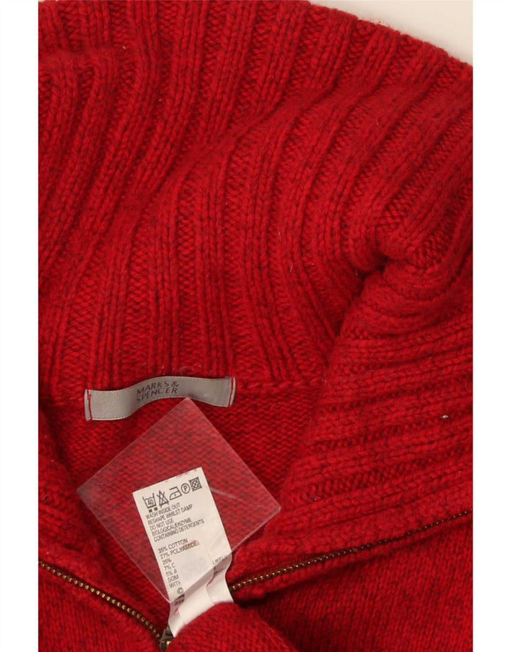 Marks & Spencer Dame Cardigan Sweater UK 16 Large Red Bomuld