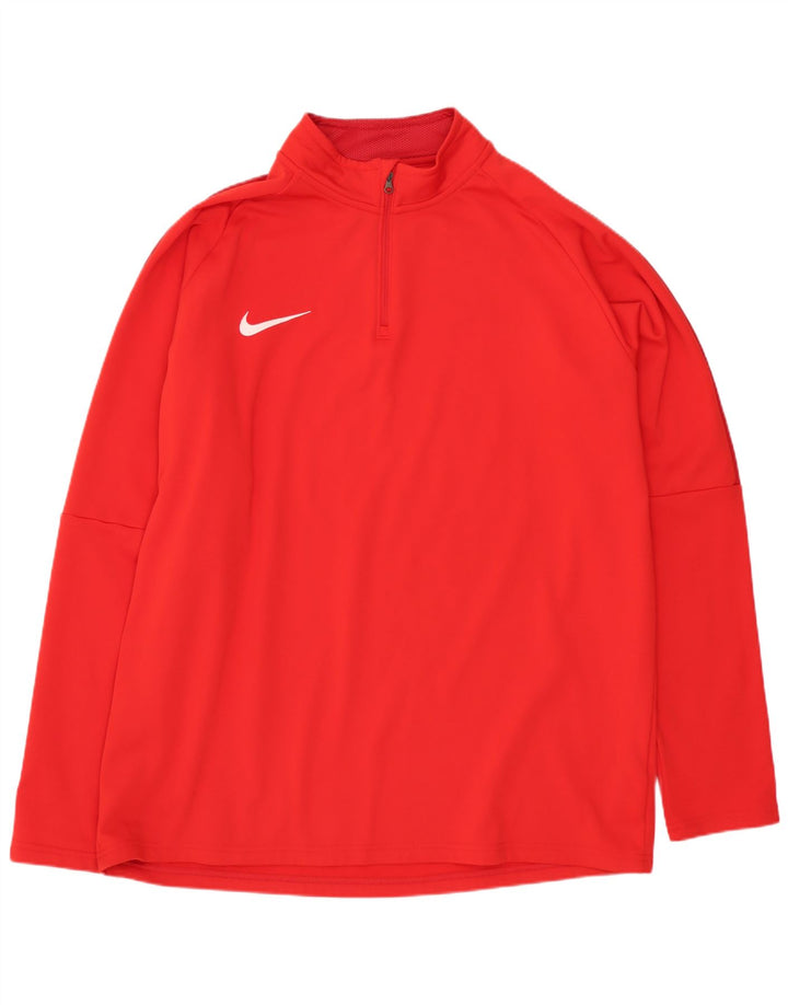 Top della tuta pullover con zip e collo Nike Dri Fit da uomo XL rosso poliestere