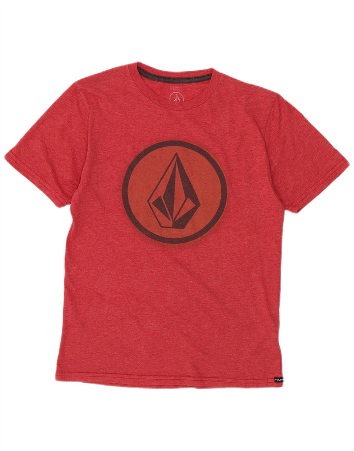 Volcom Womens Modern Fit Graphic T-Shirt Top UK 12 Medium Red Cotton