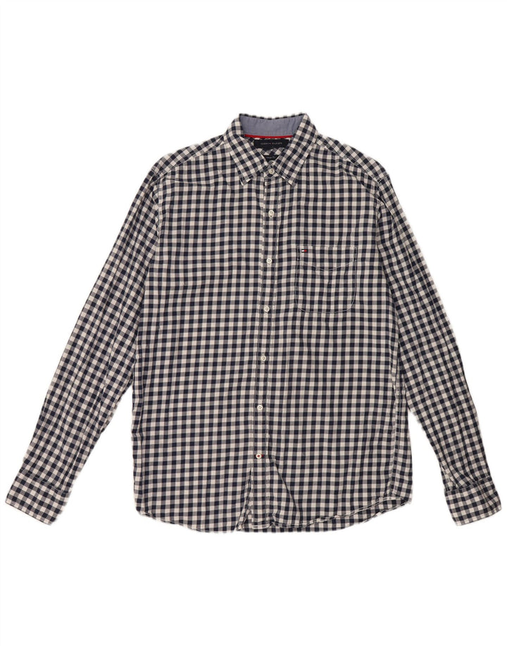 TOMMY HILFIGER Mens Vintage Fit Flannel Shirt Medium Black Gingham
