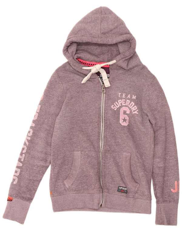 Felpa con cappuccio e zip grafica da donna Superdry UK 12 Medium Purple Flecked